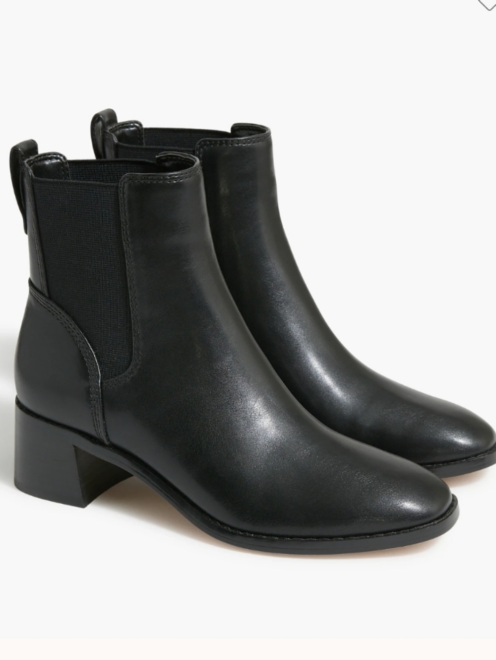 NWOB J. Crew Factory Black Leather Chelsea Boots Women's Size 7.5